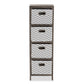 Jorah Tallboy Storage Unit - Modern Grey and White Fabric Upholstered with Greywashed Wood and 4 Baskets for Stylish Organization