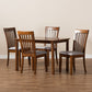 Seda 5-Piece Dining Set Modern Grey Fabric Upholstered Chairs with Walnut Brown Finished Wood Table