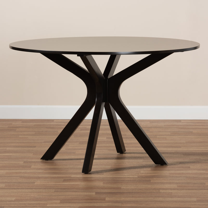 Kenji Dining Table Modern Contemporary Dark Brown Finished 48 Inch Wide Round Wood