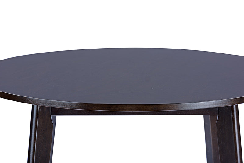 Debbie Mid-Century Round Dining Table in Dark Brown Wood - Stylish Functional Dining Furniture for Modern Homes