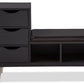 Arielle Shoe Storage Bench Modern and Contemporary Dark Brown Wood 3-drawer Padded Leatherette Seating with Two Open Shelves