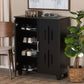 Renley Shoe Storage Cabinet Modern Black Finished Wood 2-Door Organizer for Entryway and Hallway