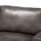 Rayan Loveseat Modern Grey Faux Leather Upholstered with Silver Finished Metal Frame for Stylish Living Room Seating