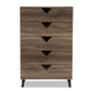 Wales Modern 5-Drawer Chest in Light Brown Wood for Stylish Storage Solutions