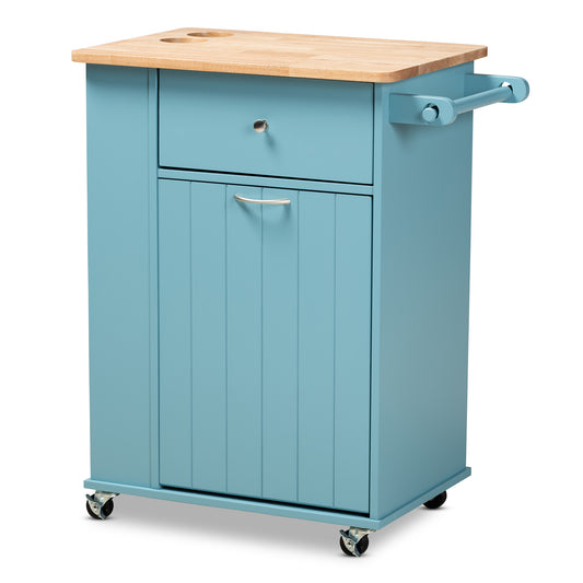 Liona Kitchen Storage Cart Modern Sky Blue Finished Wood with Ample Storage Space and Versatile Design for Your Home