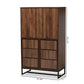 Neil Multipurpose Storage Cabinet in Modern Contemporary Design with Walnut Brown Wood and Black Metal Finish