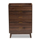 Lena Mid-Century Modern Chest - 5-Drawer Walnut Brown Wood Storage Unit for Bedroom or Living Room