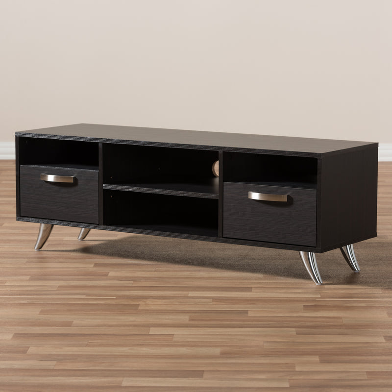 Warwick TV Stand Modern Espresso Brown Finished Wood Entertainment Center with Storage for Living Room