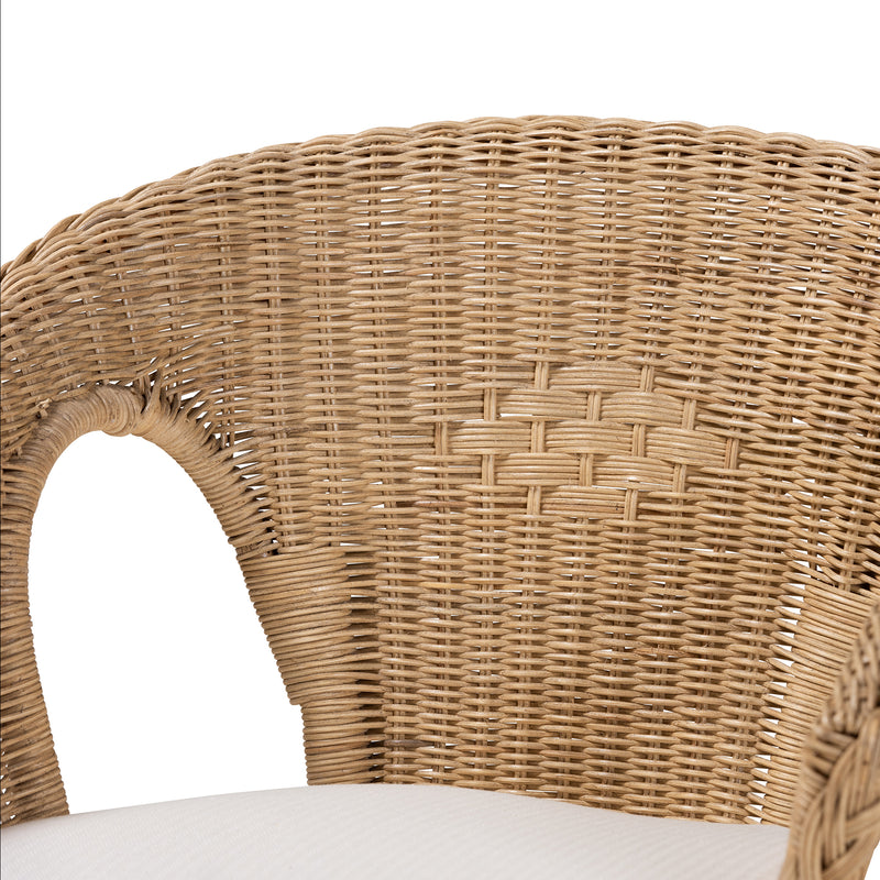 Abbey Dining Chair Modern Bohemian Style in Natural Brown Antique Rattan for a Chic Dining Experience