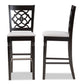 Alexandra Bar Stool Set Modern and Contemporary Grey Fabric Upholstered Espresso Brown Finished Wood 2-Piece