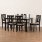 Fenton 7-Piece Dining Set Modern Sand Fabric Upholstered Chairs with Dark Brown Finished Wood Table