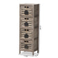 Valko Modern Grey Wood Storage Unit with Four Baskets for Stylish Organization and Home Décor