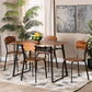 Elida 5-Piece Dining Set in Modern Contemporary Style with Walnut Brown Wood and Black Metal Accents