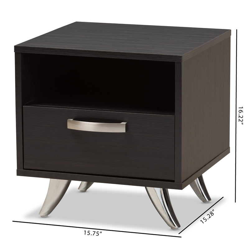 Warwick End Table - Modern Espresso Brown Finished Wood Accent Table for Living Room or Bedroom