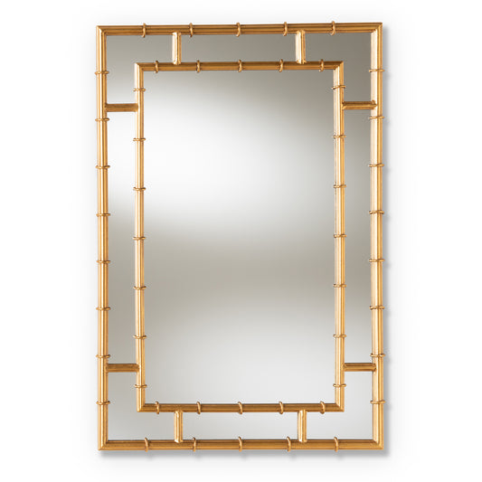 Adra Bamboo Accent Wall Mirror in Modern Gold Finish for Chic Home Decor