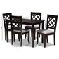 Verner Dining Set Modern Contemporary Grey Fabric Upholstered Espresso Brown Finished 5-Piece Wood