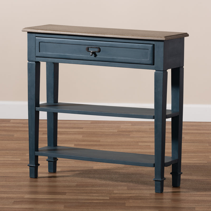 Dauphine Accent Console Table French Provincial Blue Spruce Finished Wood