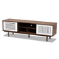 Meike Mid-Century Modern TV Stand Two-Tone Walnut Brown and White, Stylish Entertainment Center for Living Room and Media Storage