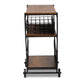 Frieda Console Cart Rustic Industrial Farmhouse Design with Walnut Brown Wood and Black Metal Accents