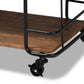 Neal Bar and Kitchen Serving Cart Rustic Industrial Style Black Metal Frame Walnut Finished Wood Top