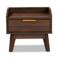 Lena Mid-Century Modern Nightstand Walnut Brown Finished 1-Drawer Wood Bedside Table with Stylish Design and Functional Storage