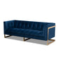 Ambra Glam Sofa Luxe Black Velvet Upholstered Button Tufted with Gold-Tone Frame