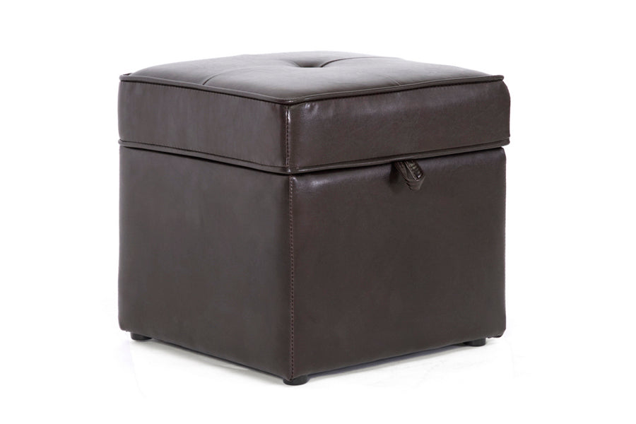 Sydney Brown Modern Ottoman - Chic Storage Ottoman for Living Room and Bedroom Decor