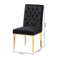 Caspera Dining Chair Set Contemporary Glam and Luxe Black Velvet Fabric and Gold Metal 2-Piece