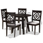 Eliza Dining Set Modern Contemporary 5-Piece Grey Fabric Upholstered Walnut Brown Finished Wood