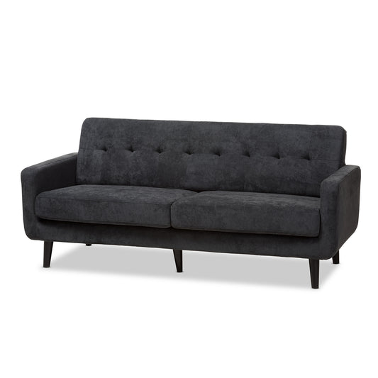 Carina Sofa Mid-Century Modern Dark Grey Fabric Upholstered