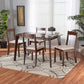 Carola Dining Set Mid-Century Modern Cream Fabric and Dark Brown Finished Wood 5-Piece