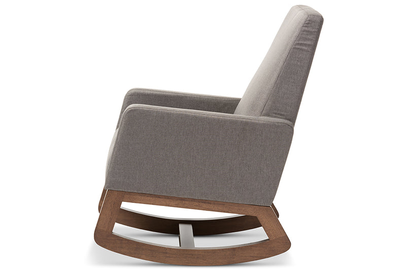 Yashiya Rocking Chair Mid-century Retro Modern Grey Fabric Upholstered