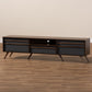 Naoki TV Stand - Modern Two-Tone Grey and Walnut Wood with Drop-Down Compartments for Stylish Living Room Storage