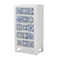 Alma Accent Storage Cabinet Spanish Mediterranean Inspired 5-Drawer Design with White Wood and Blue Floral Tile