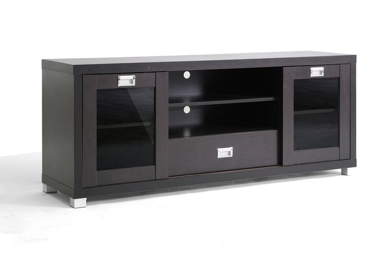 Matlock Modern TV Stand with Glass Doors and Storage Shelves for Living Room Entertainment Center