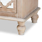 Celia End Table - Rustic French Country Design with White-Washed Wood and Mirror, 2 Drawers and Quatrefoil Accents