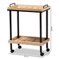 Olinda Kitchen Cart Modern Contemporary Design Oak Brown Finished Wood Black Metal Accents