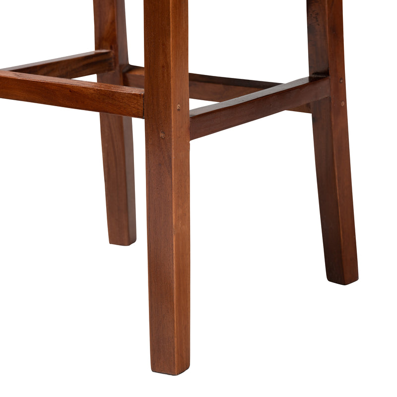 Racquel Bar Stool Modern Bohemian Design Natural Rattan and Mahogany Wood for Stylish Seating