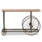 Terence Console Table Vintage Rustic Industrial Design with Natural Wood Finish and Black Metal Wheels