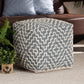 Benjamin Pouf Ottoman - Modern Handwoven Cotton Blend in Grey and Ivory