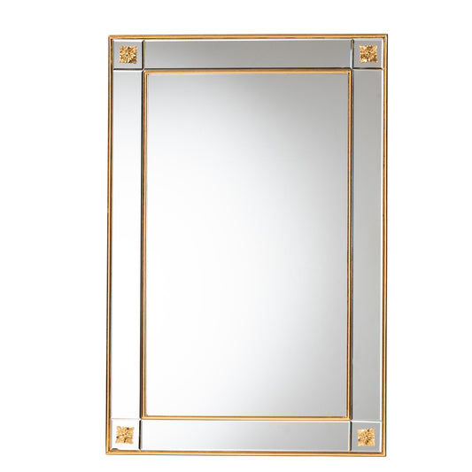 Iara Accent Wall Mirror - Modern Glam Luxe Antique Goldleaf Finished Wood Design for Elegant Home Decor