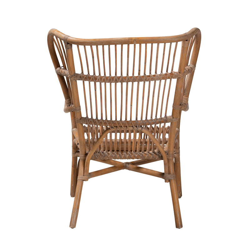 Lamaria Modern Bohemian Rattan Armchair in Natural Brown - Stylish Design for Living Room or Patio Seating