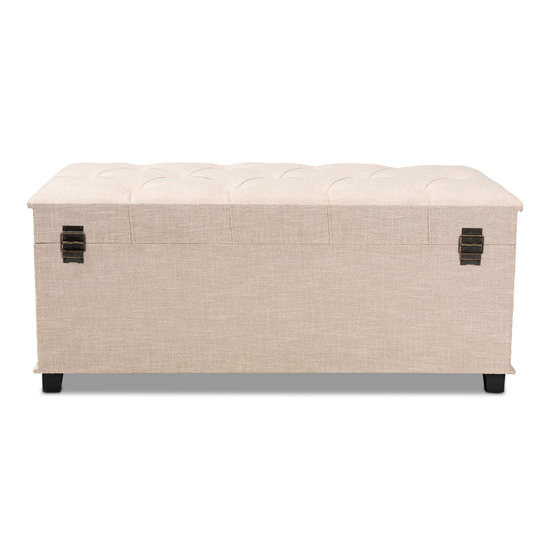 Kyra Ottoman Modern and Contemporary Beige Fabric Upholstered Storage Trunk