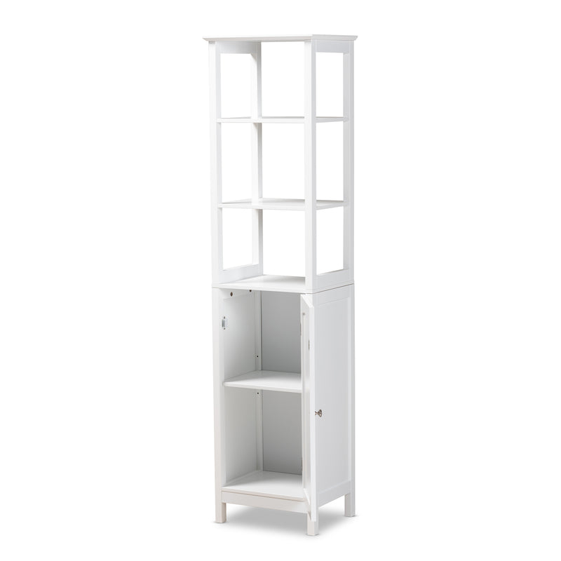 Beltran Bathroom Storage Cabinet Modern White Finished Wood Organizer for Stylish Home Décor and Efficient Space Management