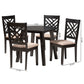 Ellie Dining Set Modern 5-Piece Collection in Beige Fabric and Dark Brown Finished Wood for Chic Dining Rooms