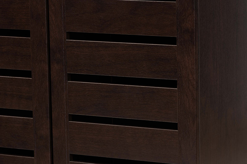 Adalwin Modern and Contemporary 3-Door Dark Brown Wooden Entryway Shoes Storage Cabinet