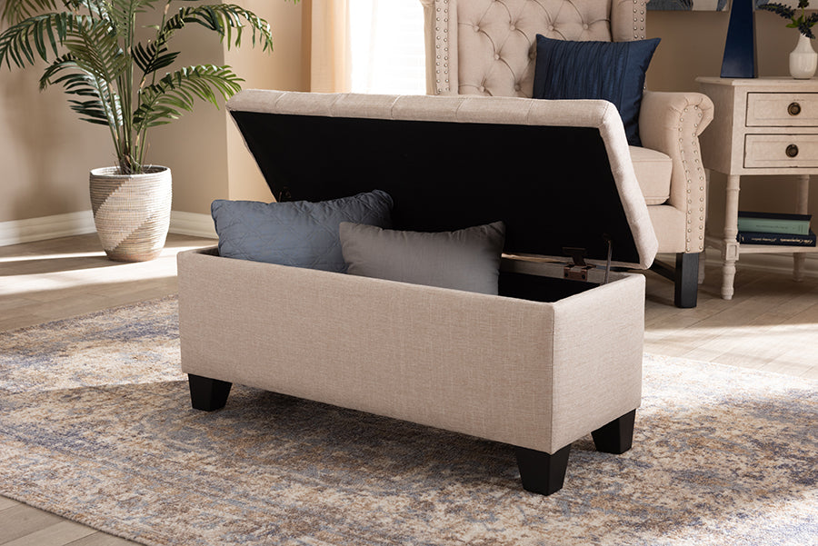 Fera Ottoman Modern and Contemporary Beige Fabric Upholstered Storage