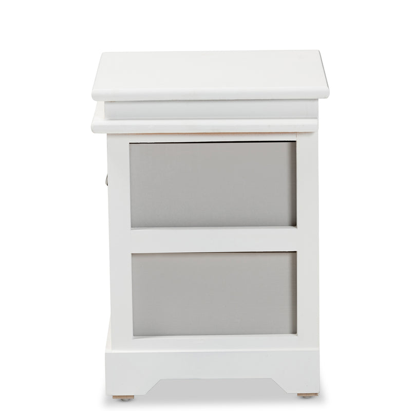 Cachet Modern Two-Tone Grey and White Wood End Table with 2 Drawers for Stylish Living Room Storage