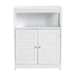 Rivera Bathroom Storage Cabinet - Modern White Wood and Silver Metal Design with 2 Doors for Stylish Organization