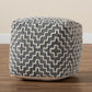 Benjamin Pouf Ottoman - Modern Handwoven Cotton Blend in Grey and Ivory